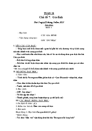 Kế hoạch bài dạy Âm nhạc & Hoạt động trải nghiệm Khối Tiểu học - Tuần 26 - Năm học 2024-2025 - Lữ Thúy Nga