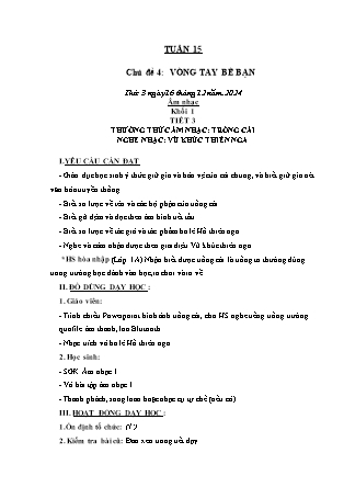 Kế hoạch bài dạy Âm nhạc & Hoạt động trải nghiệm Khối Tiểu học - Tuần 15 - Năm học 2024-2025 - Lữ Thúy Nga