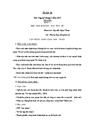 Kế hoạch bài dạy Âm nhạc & Hoạt động trải nghiệm Khối Tiểu học - Tuần 18 - Năm học 2024-2025 - Lữ Thúy Nga
