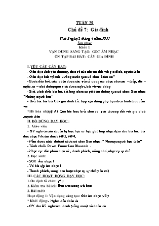 Kế hoạch bài dạy Âm nhạc & Hoạt động trải nghiệm Khối Tiểu học - Tuần 29 - Năm học 2024-2025 - Lữ Thúy Nga