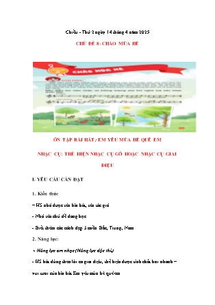 Kế hoạch bài dạy Âm nhạc & Hoạt động trải nghiệm Lớp 4 + Lớp 1 - Tuần 31 - Năm học 2024-2025 - Nguyễn Thị Hằng