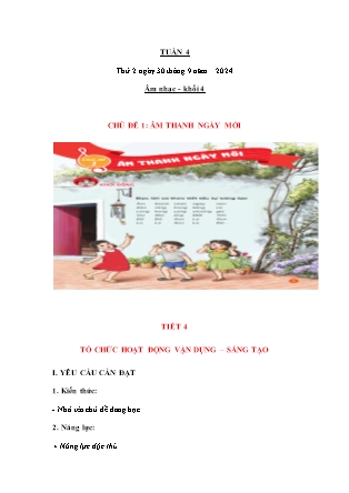 Kế hoạch bài dạy Âm nhạc & Hoạt động trải nghiệm Lớp 4 + Lớp 1 - Tuần 4 - Năm học 2024-2025 - Nguyễn Thị Hằng