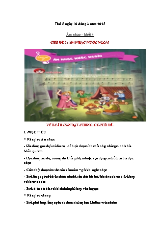 Kế hoạch bài dạy Âm nhạc & Hoạt động trải nghiệm Lớp 4 + Lớp 1 - Tuần 26 - Năm học 2024-2025 - Nguyễn Thị Hằng