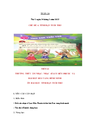 Kế hoạch bài dạy Âm nhạc & Hoạt động trải nghiệm Lớp 4 + Lớp 1 - Tuần 24 - Năm học 2024-2025 - Nguyễn Thị Hằng