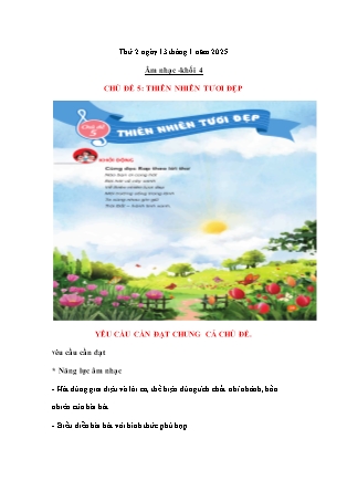 Kế hoạch bài dạy Âm nhạc & Hoạt động trải nghiệm Lớp 4 + Lớp 1 - Tuần 19 - Năm học 2024-2025 - Nguyễn Thị Hằng