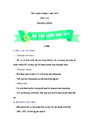 Kế hoạch bài dạy Âm nhạc & Hoạt động trải nghiệm Lớp 4 + Lớp 1 - Tuần 18 - Năm học 2024-2025 - Nguyễn Thị Hằng