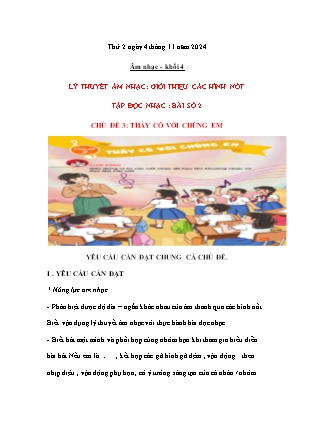 Kế hoạch bài dạy Âm nhạc & Hoạt động trải nghiệm Lớp 4 + Lớp 1 - Tuần 9 - Năm học 2024-2025 - Nguyễn Thị Hằng