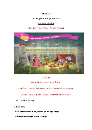 Kế hoạch bài dạy Âm nhạc & Hoạt động trải nghiệm Lớp 4 + Lớp 1 - Tuần 28 - Năm học 2024-2025 - Nguyễn Thị Hằng