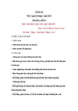 Kế hoạch bài dạy Âm nhạc & Hoạt động trải nghiệm Lớp 4 + Lớp 1 - Tuần 20 - Năm học 2024-2025 - Nguyễn Thị Hằng