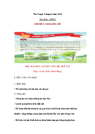 Kế hoạch bài dạy Âm nhạc & Hoạt động trải nghiệm Lớp 4 + Lớp 1 - Tuần 30 - Năm học 2024-2025 - Nguyễn Thị Hằng