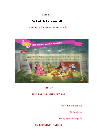 Kế hoạch bài dạy Âm nhạc & Hoạt động trải nghiệm Lớp 4 + Lớp 1 - Tuần 27 - Năm học 2024-2025 - Nguyễn Thị Hằng