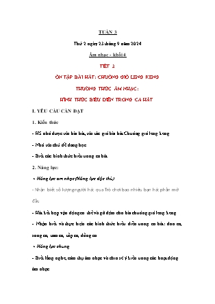 Kế hoạch bài dạy Âm nhạc & Hoạt động trải nghiệm Lớp 4 + Lớp 1 - Tuần 3 - Năm học 2024-2025 - Nguyễn Thị Hằng