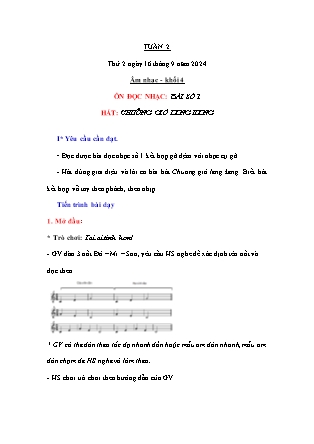 Kế hoạch bài dạy Âm nhạc & Hoạt động trải nghiệm Lớp 4 + Lớp 1 - Tuần 2 - Năm học 2024-2025 - Nguyễn Thị Hằng