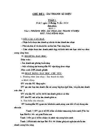 Kế hoạch bài dạy Âm nhạc Khối Tiểu học - Tuần 1 - Năm học 2024-2025 - Lữ Thúy Nga