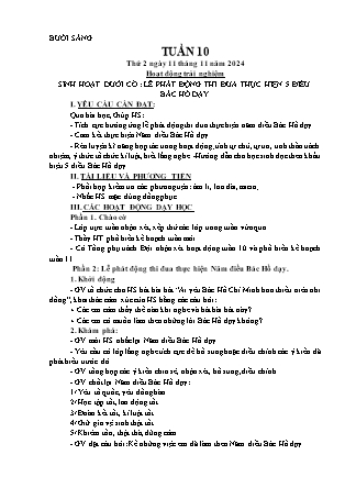 Kế hoạch bài dạy các môn Lớp 1 - Tuần 10 - Năm học 2024-2025 - Nguyễn Thị Hòa