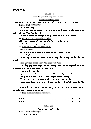Kế hoạch bài dạy các môn Lớp 1 - Tuần 11 - Năm học 2024-2025 - Dương Thị Hiền