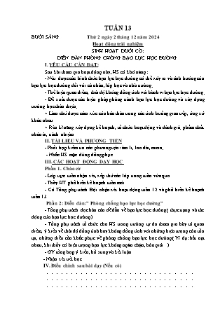Kế hoạch bài dạy các môn Lớp 1 - Tuần 13 - Năm học 2024-2025 - Nguyễn Thị Hòa