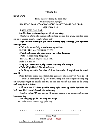 Kế hoạch bài dạy các môn Lớp 1 - Tuần 15 - Năm học 2024-2025 - Trần Thị Nga