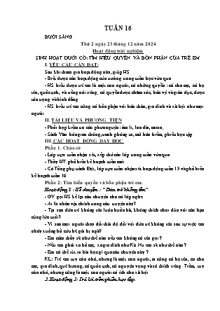 Kế hoạch bài dạy các môn Lớp 1 - Tuần 16 - Năm học 2024-2025 - Nguyễn Thị Hòa