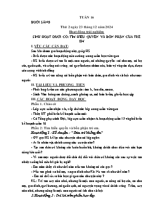 Kế hoạch bài dạy các môn Lớp 1 - Tuần 16 - Năm học 2024-2025 - Trần Thị Nga