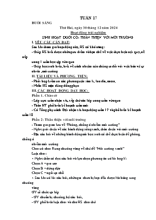 Kế hoạch bài dạy các môn Lớp 1 - Tuần 17 - Năm học 2024-2025 - Trần Thị Nga
