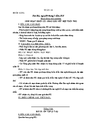 Kế hoạch bài dạy các môn Lớp 1 - Tuần 18 - Năm học 2024-2025 - Trần Thị Hà Giang