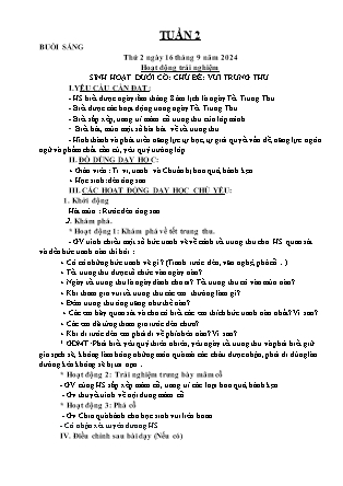 Kế hoạch bài dạy các môn Lớp 1 - Tuần 2 - Năm học 2024-2025 - Nguyễn Thị Hòa