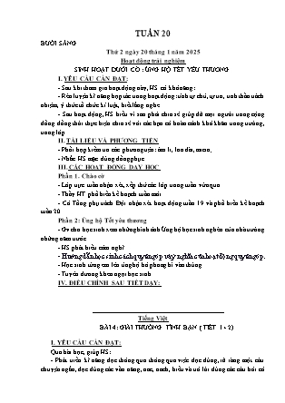 Kế hoạch bài dạy các môn Lớp 1 - Tuần 20 - Năm học 2024-2025 - Trần Thị Nga