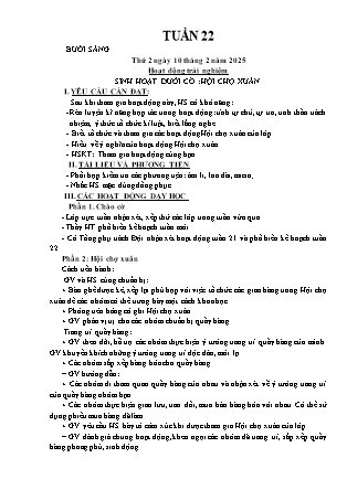 Kế hoạch bài dạy các môn Lớp 1 - Tuần 22 - Năm học 2024-2025 - Nguyễn Thị Hòa