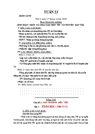 Kế hoạch bài dạy các môn Lớp 1 - Tuần 23 - Năm học 2024-2025 - Nguyễn Thị Hòa