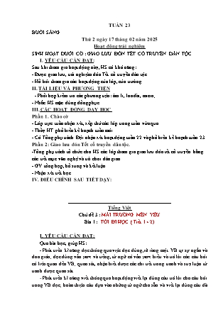 Kế hoạch bài dạy các môn Lớp 1 - Tuần 23 - Năm học 2024-2025 - Trần Thị Nga