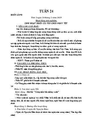 Kế hoạch bài dạy các môn Lớp 1 - Tuần 24 - Năm học 2024-2025 - Nguyễn Thị Hòa