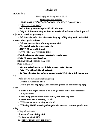 Kế hoạch bài dạy các môn Lớp 1 - Tuần 26 - Năm học 2024-2025 - Nguyễn Thị Hòa