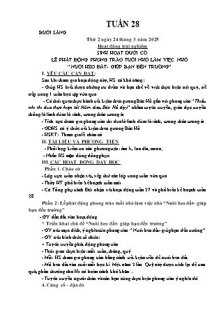 Kế hoạch bài dạy các môn Lớp 1 - Tuần 28 - Năm học 2024-2025 - Nguyễn Thị Hòa