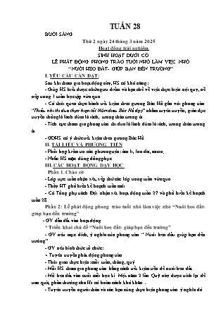 Kế hoạch bài dạy các môn Lớp 1 - Tuần 28 - Năm học 2024-2025 - Trần Thị Nga
