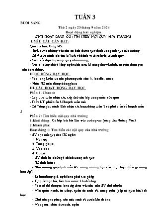 Kế hoạch bài dạy các môn Lớp 1 - Tuần 3 - Năm học 2024-2025 - Dương Thị Hiền