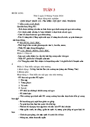 Kế hoạch bài dạy các môn Lớp 1 - Tuần 3 - Năm học 2024-2025 - Nguyễn Thị Hòa