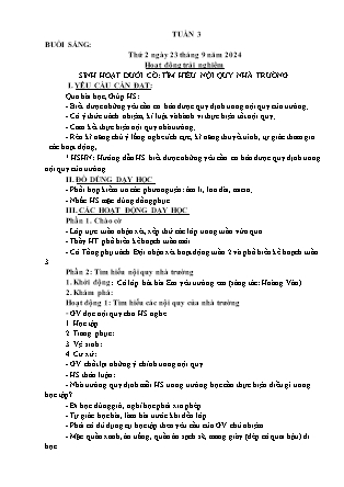 Kế hoạch bài dạy các môn Lớp 1 - Tuần 3 - Năm học 2024-2025 - Trần Thị Hà Giang