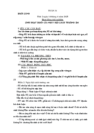 Kế hoạch bài dạy các môn Lớp 1 - Tuần 31 - Năm học 2024-2025 - Trần Thị Nga