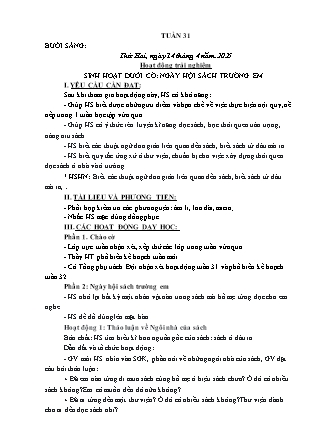 Kế hoạch bài dạy các môn Lớp 1 - Tuần 31 - Năm học 2024-2025 - Trần Thị Hà Giang