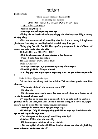Kế hoạch bài dạy các môn Lớp 1 - Tuần 7 - Năm học 2024-2025 - Nguyễn Thị Hòa