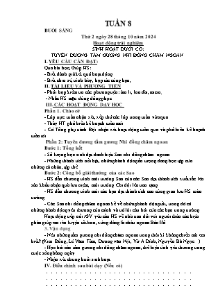 Kế hoạch bài dạy các môn Lớp 1 - Tuần 8 - Năm học 2024-2025 - Nguyễn Thị Hòa