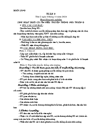 Kế hoạch bài dạy các môn Lớp 1 - Tuần 9 - Năm học 2024-2025 - Nguyễn Thị Hòa