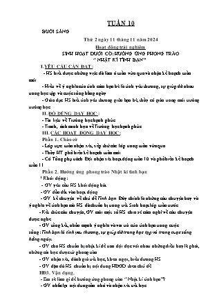 Kế hoạch bài dạy các môn Lớp 2 - Tuần 10 - Năm học 2024-2025 - Nguyễn Thị Hiền
