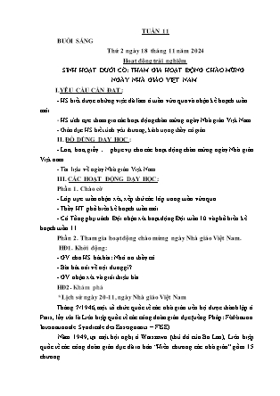Kế hoạch bài dạy các môn Lớp 2 - Tuần 11 - Năm học 2024-2025 - Hồ Thị Hiền