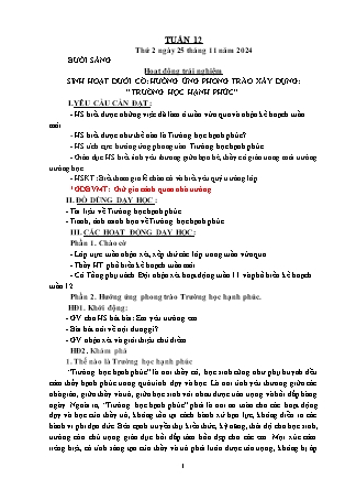 Kế hoạch bài dạy các môn Lớp 2 - Tuần 12 - Năm học 2024-2025 - Nguyễn Thị Hiền