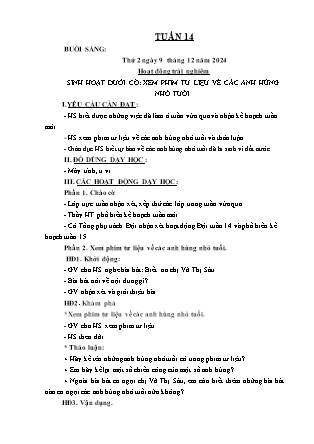 Kế hoạch bài dạy các môn Lớp 2 - Tuần 14 - Năm học 2024-2025 - Nguyễn Thị Hiền