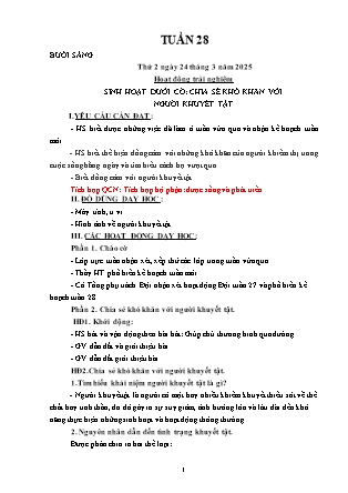 Kế hoạch bài dạy các môn Lớp 2 - Tuần 28 - Năm học 2024-2025 - Hồ Thị Hiền