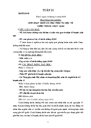 Kế hoạch bài dạy các môn Lớp 2 - Tuần 31 - Năm học 2024-2025 - Hồ Thị Hiền