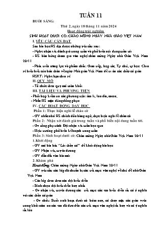 Kế hoạch bài dạy các môn Lớp 3 - Tuần 11 - Năm học 2024-2025 - Hà Thị Thúy Giang